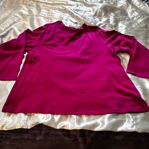 TOP, 100% COTTON, DARK PINK, SIZE 3X, ROUND NECK, LONG SLEEVES, KAREN SCOTT